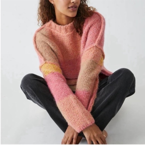 NWT Free People Domino Sweater in Prairie Sunset Combo - Picture 6 of 16